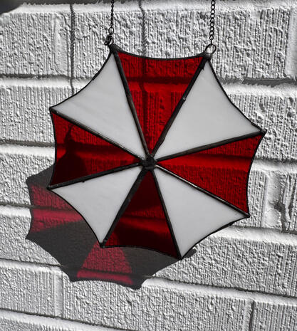 Resident Evil Umbrella Corp Handmade Stained Glass Suncatcher (7.5 Inch)