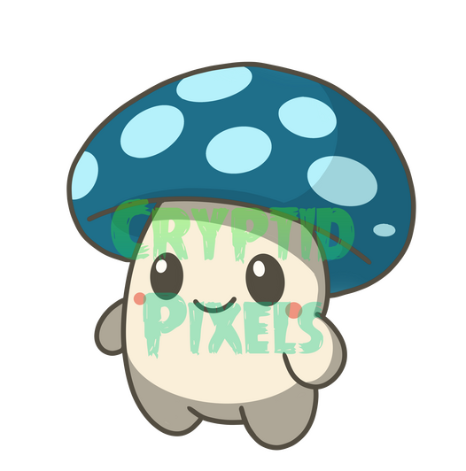 Blue Mushroom Sproutling 1.5" Enamel Pin and Sticker