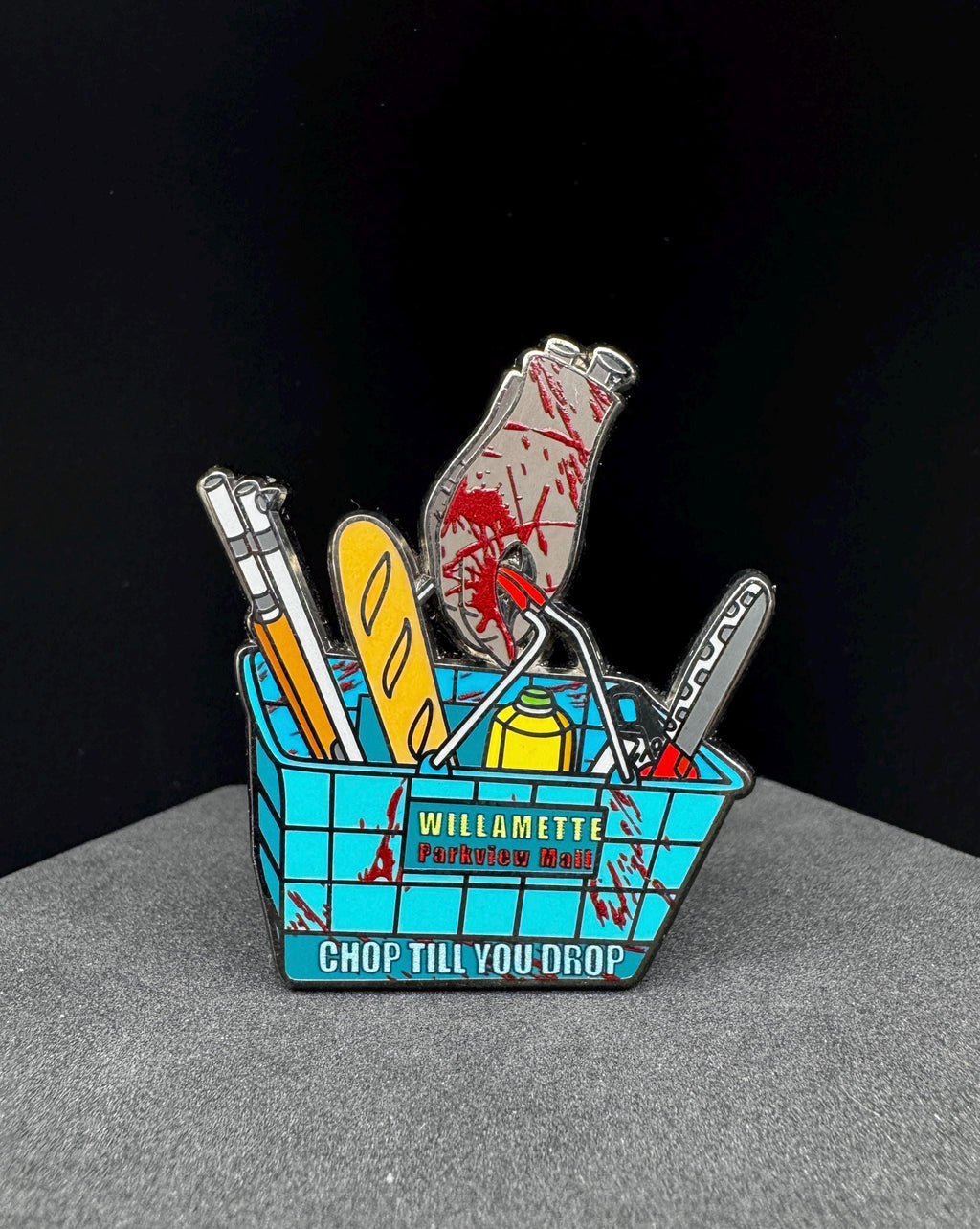 Zombie Chopping Basket Enamel Pin - 2"