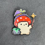 Pixel Wizard Mushroom Enamel Pin – 1.5" (Sproutling Series)