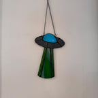 UFO Stained Glass Mirror Suncatcher – Alien Spaceship (9 Inch)