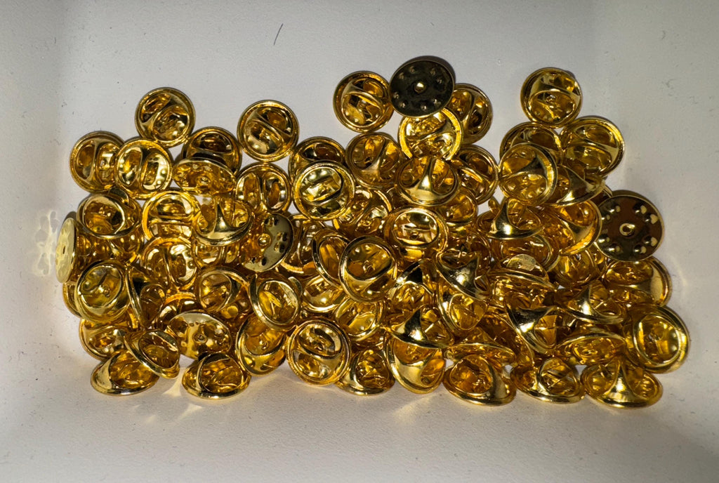 Gold Metal Enamel Pin Backs: Butterfly Clasp Replacement (Choose Quantity)