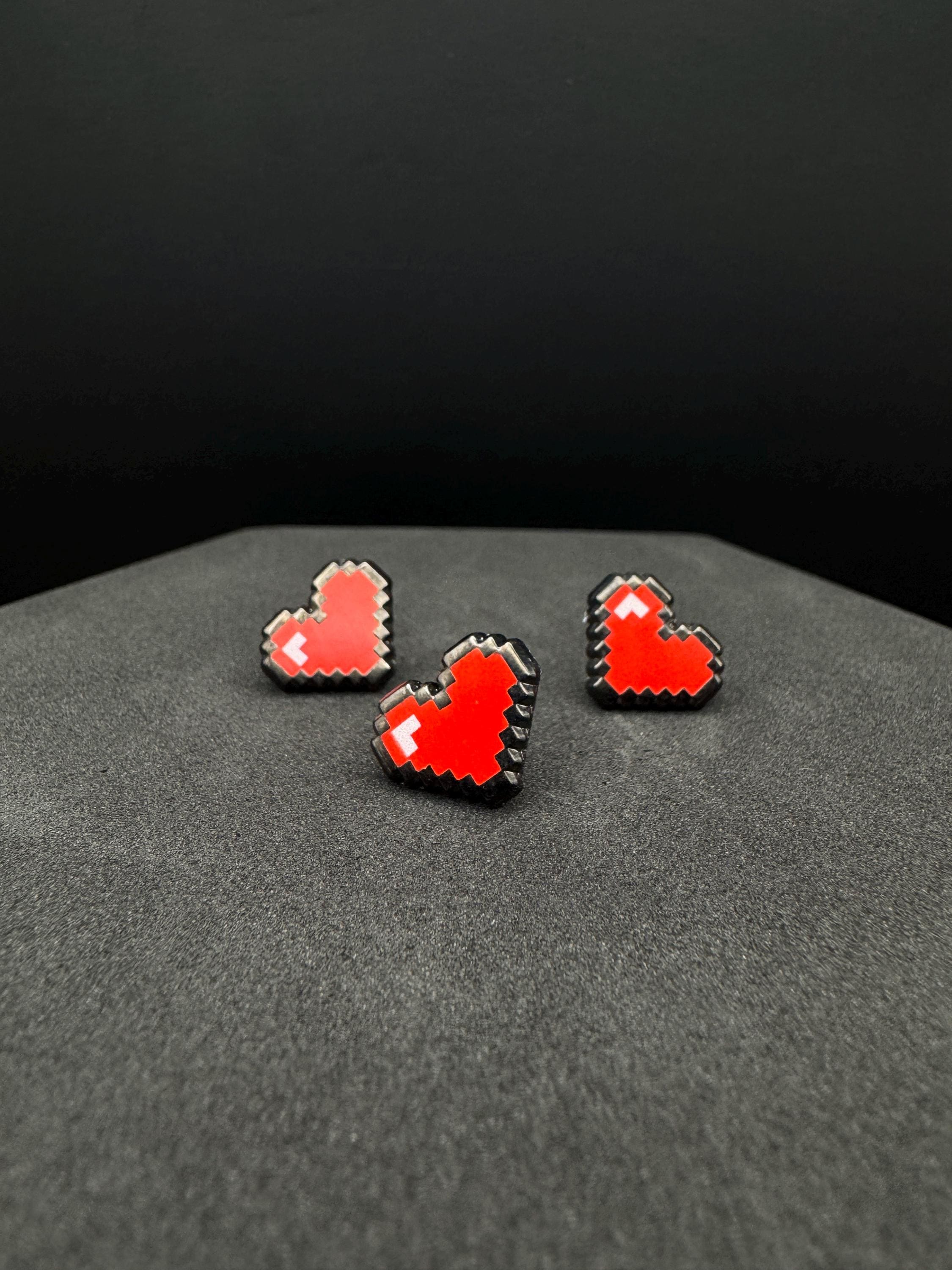 8-Bit Pixel Heart Filler Enamel Pin Set – 0.5"