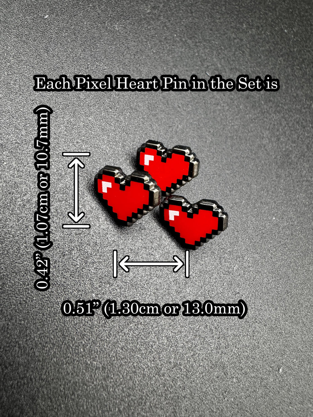 8-Bit Pixel Heart Filler Enamel Pin Set – 0.5"