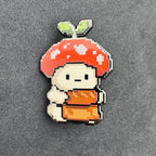Pixel Mushroom Baker Enamel Pin – 1.5" (Sproutling Series)