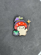 Pixel Wizard Mushroom Enamel Pin – 1.5" (Sproutling Series)