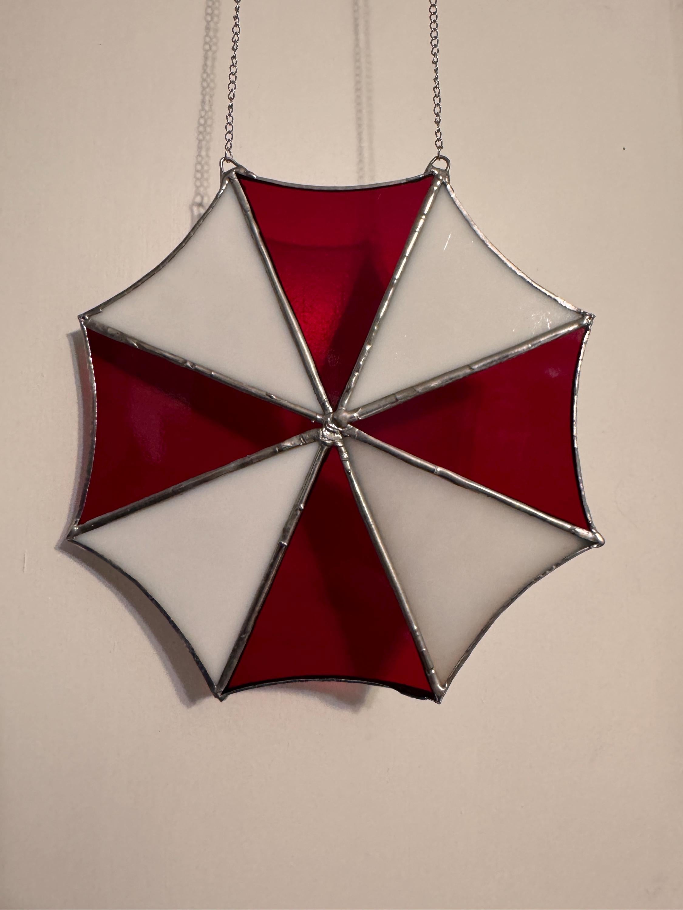 Resident Evil Umbrella Corp Handmade Stained Glass Suncatcher– (7 Inch)