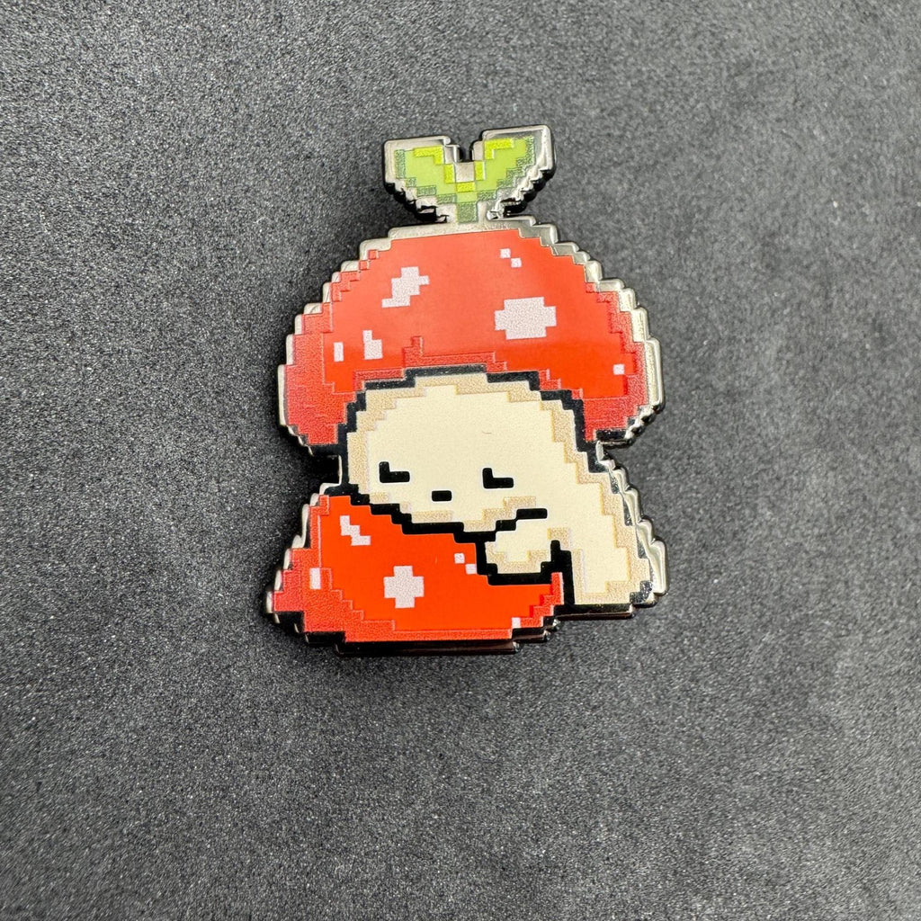 Pixel Sleeping Mushroom Enamel Pin – 1.5" (Sproutling Series)