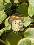 Coffee Mushroom Enamel Pin – 1.5" (Sproutling Series)