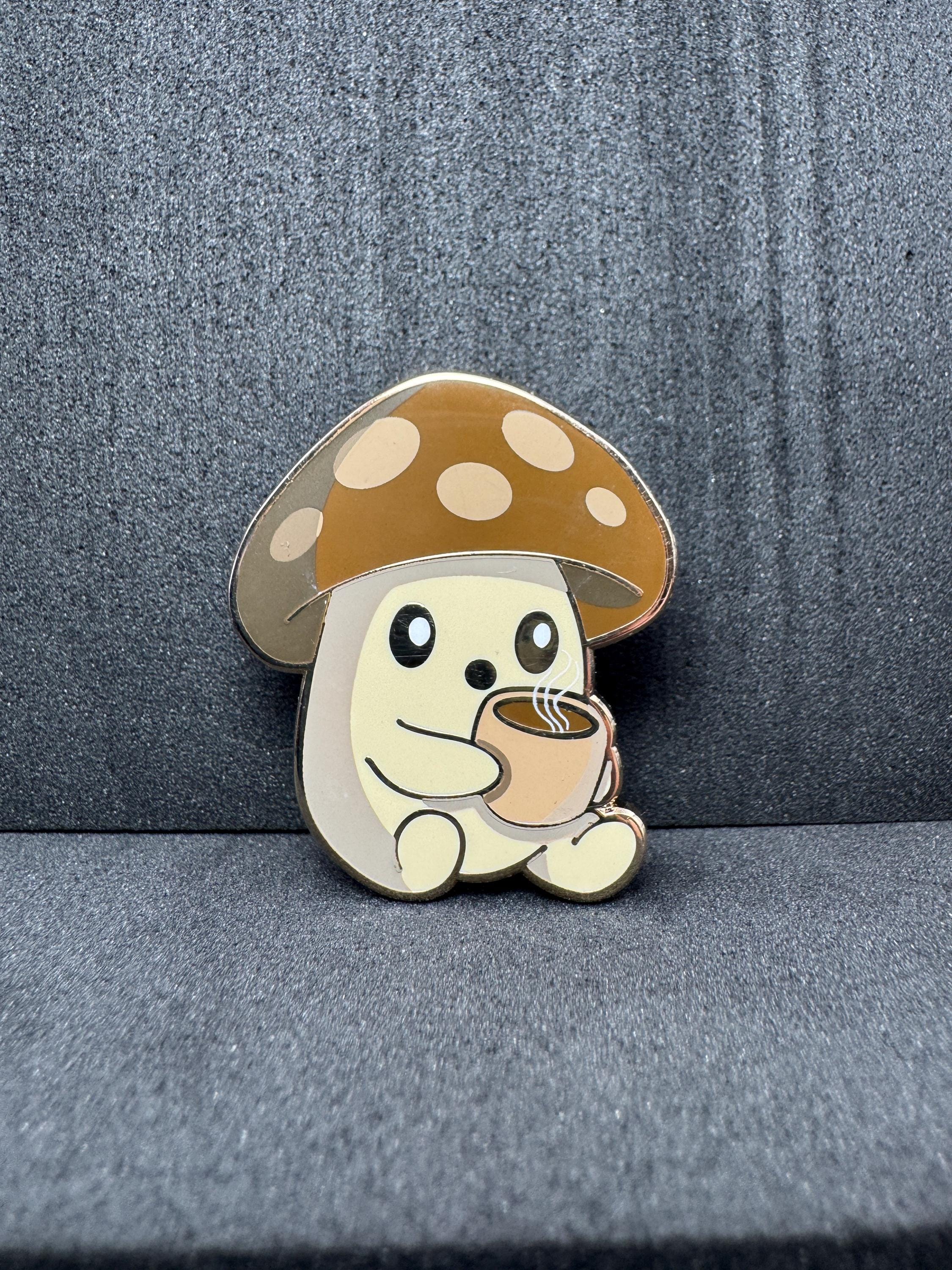 Coffee Mushroom Enamel Pin – 1.5" (Sproutling Series)