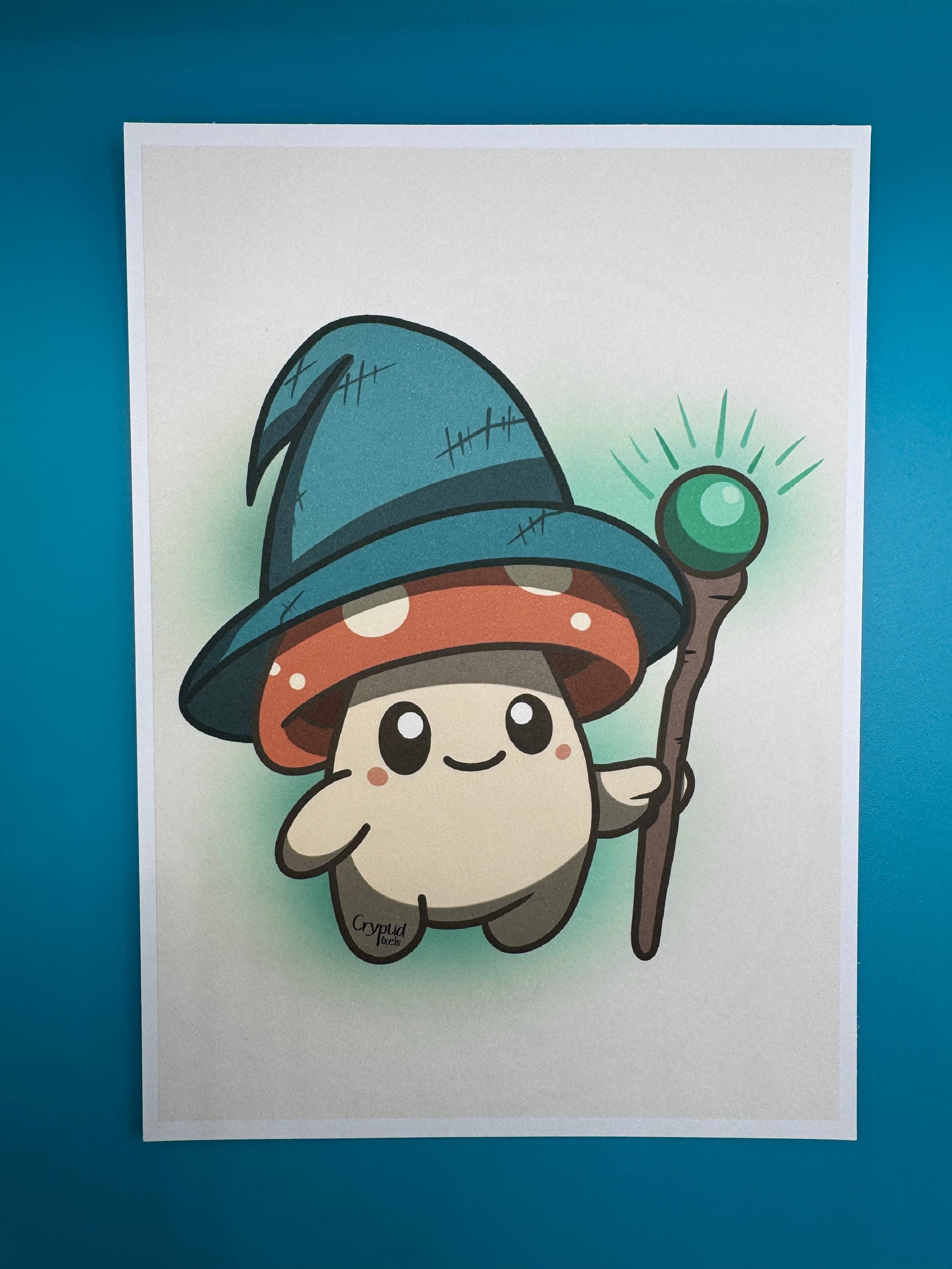 Sporelock the Wizard Art Print – Cottagecore Illustration - 5x7 in