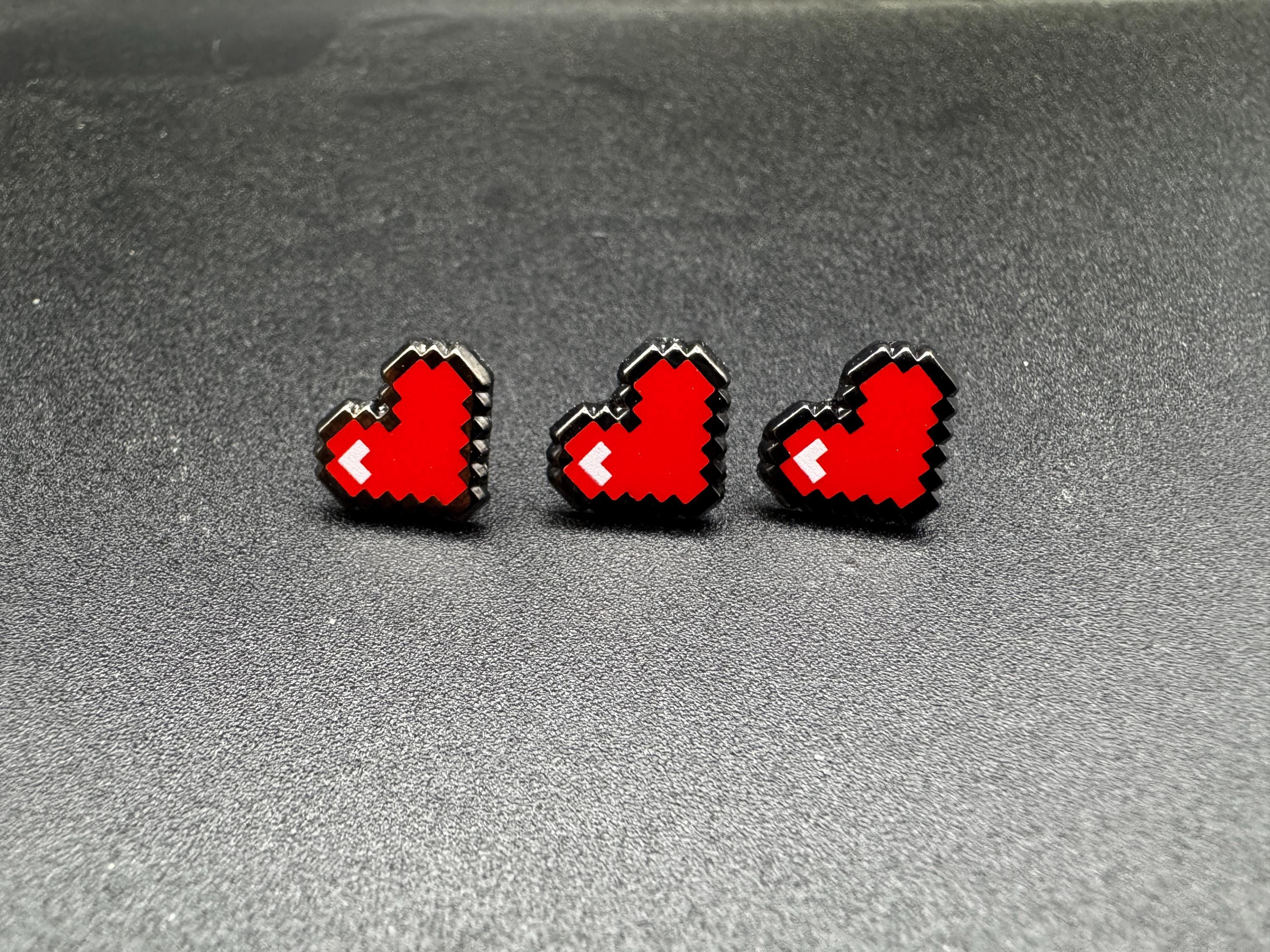 8-Bit Pixel Heart Filler Enamel Pin Set – 0.5"