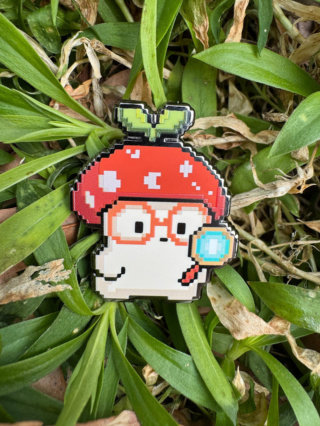 Pixel Mushroom Scientist Enamel Pin - 1.5'' (Sproutling Series)