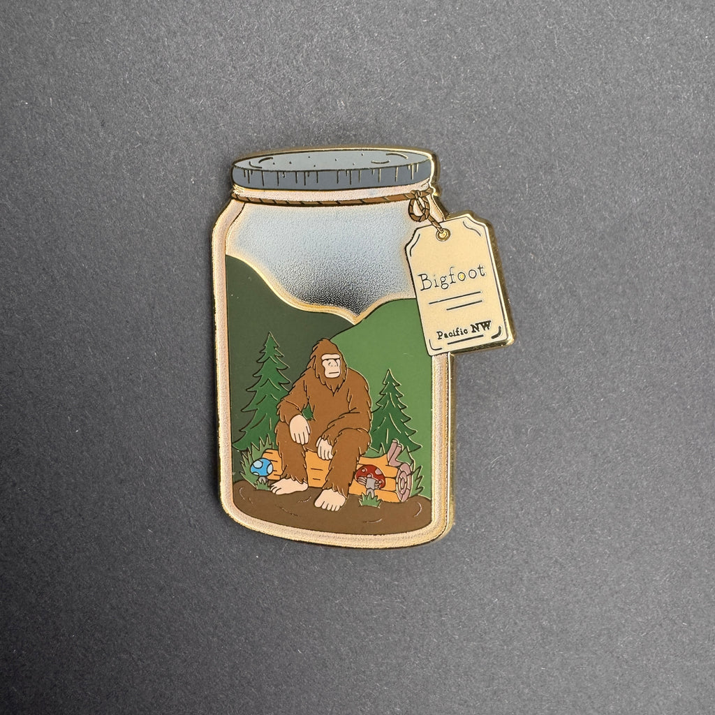 Bigfoot Sasquatch Terrarium Enamel Pin - 2" (Cryptidrarium Series)