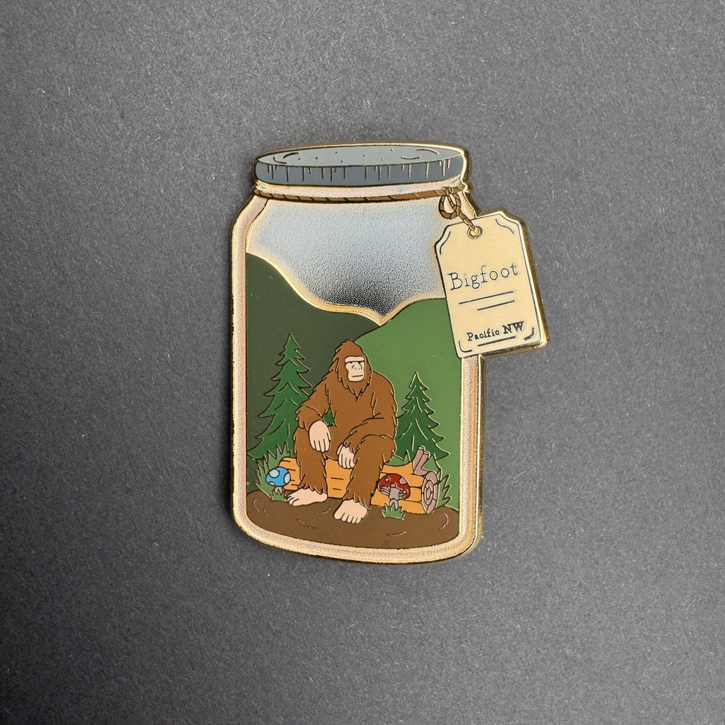 Bigfoot Sasquatch Terrarium Enamel Pin - 2" (Cryptidrarium Series)