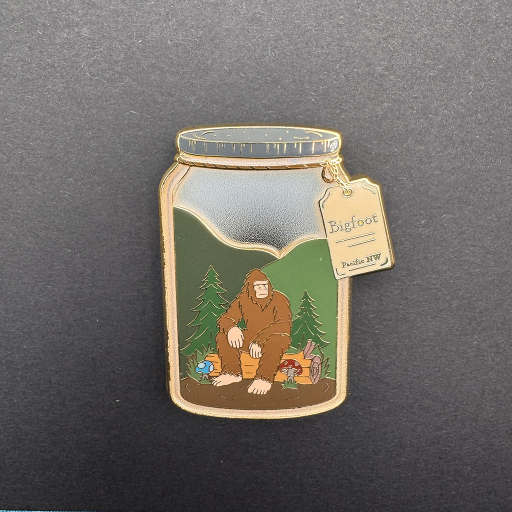 Bigfoot Sasquatch Terrarium Enamel Pin - 2" (Cryptidrarium Series)