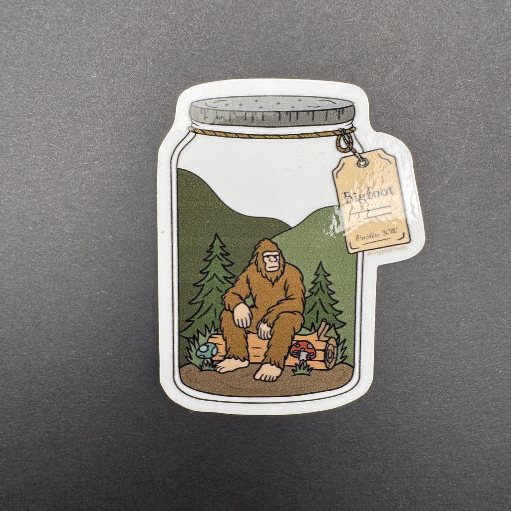 Bigfoot Cryptid Terrarium 3" Gloss Sticker