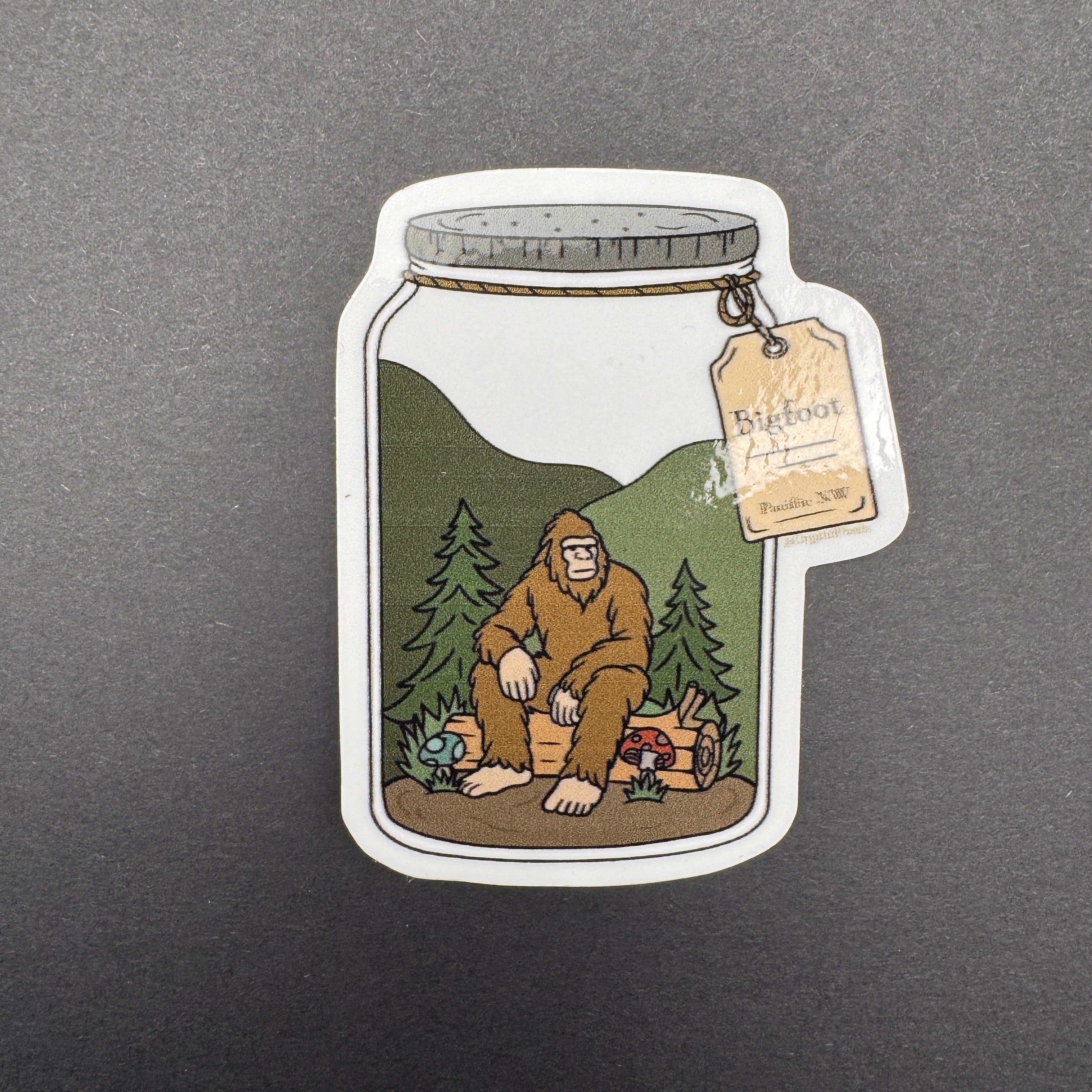 Bigfoot Cryptid Terrarium 3" Gloss Sticker