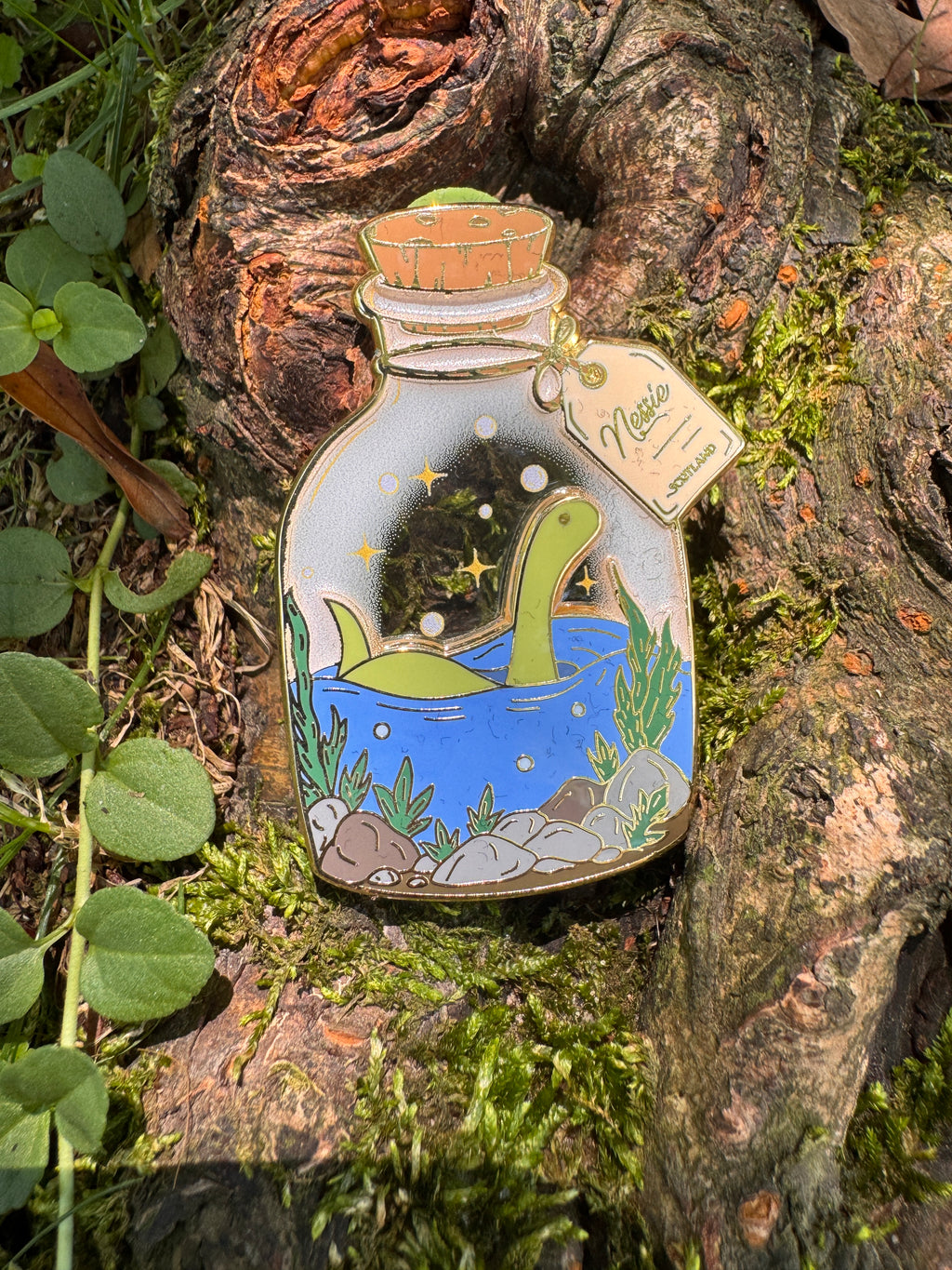 Nessie Lochness Monster Terrarium Enamel Pin - 2" (Cryptidrarium Series)