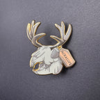Jackalope Skull Enamel Pin - 1.5" Cryptid Skull