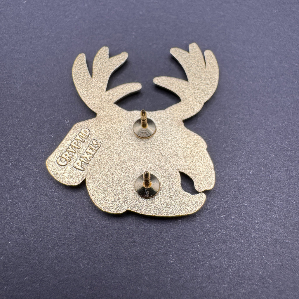 Jackalope Skull Enamel Pin - 1.5" Cryptid Skull