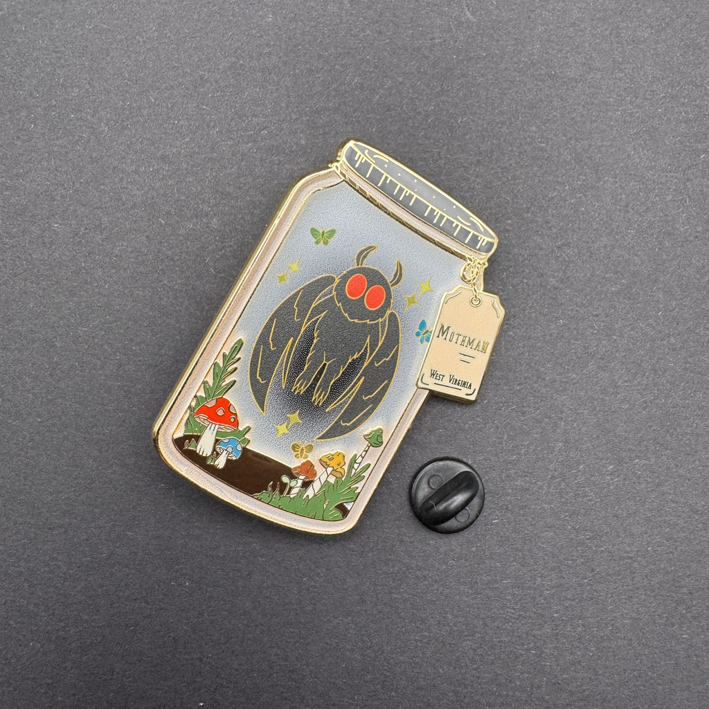 Mothman Terrarium Enamel Pin - 2" (Cryptidrarium Series)