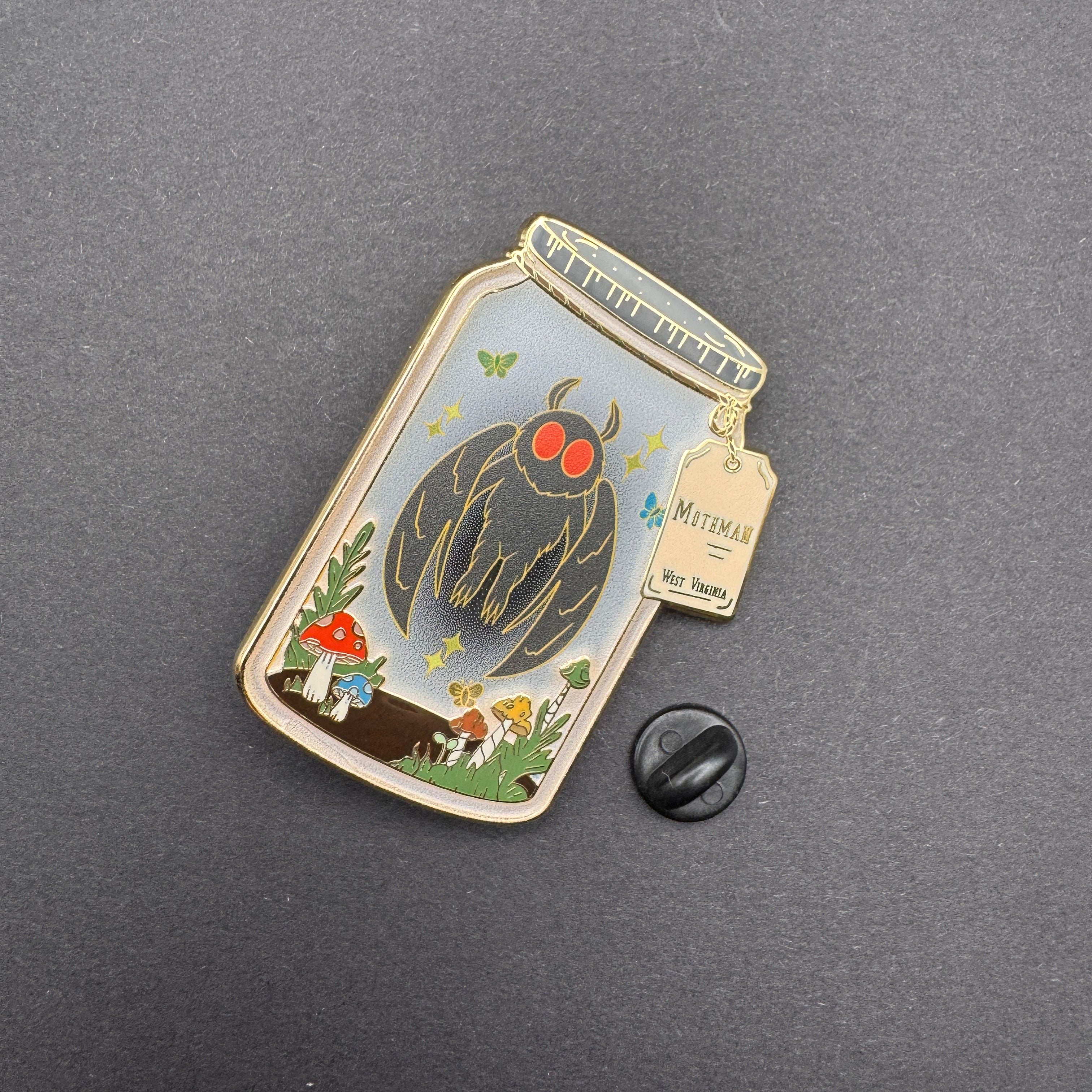 Mothman Terrarium Enamel Pin - 2" (Cryptidrarium Series)