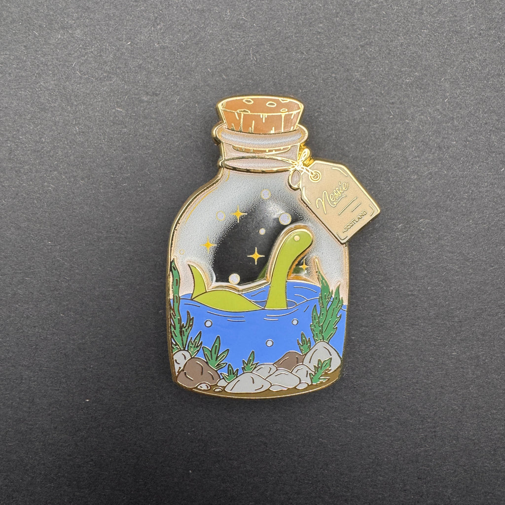 Nessie Lochness Monster Terrarium Enamel Pin - 2" (Cryptidrarium Series)