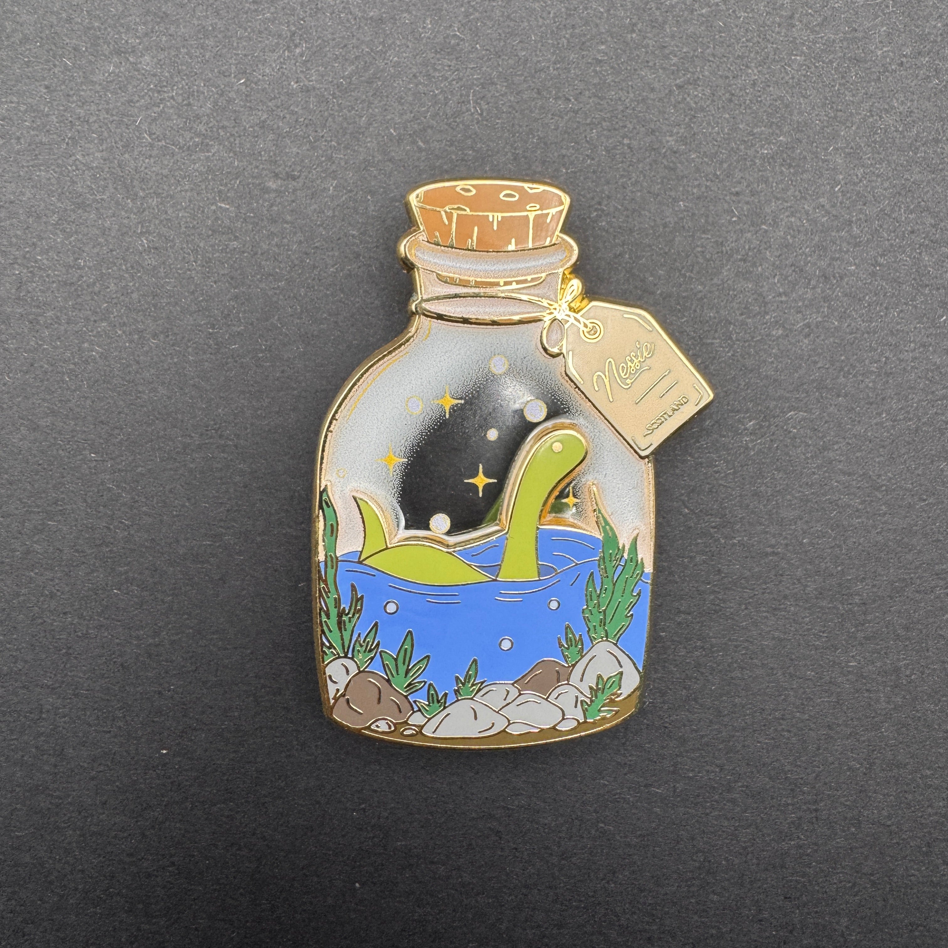 Nessie Lochness Monster Terrarium Enamel Pin - 2" (Cryptidrarium Series)
