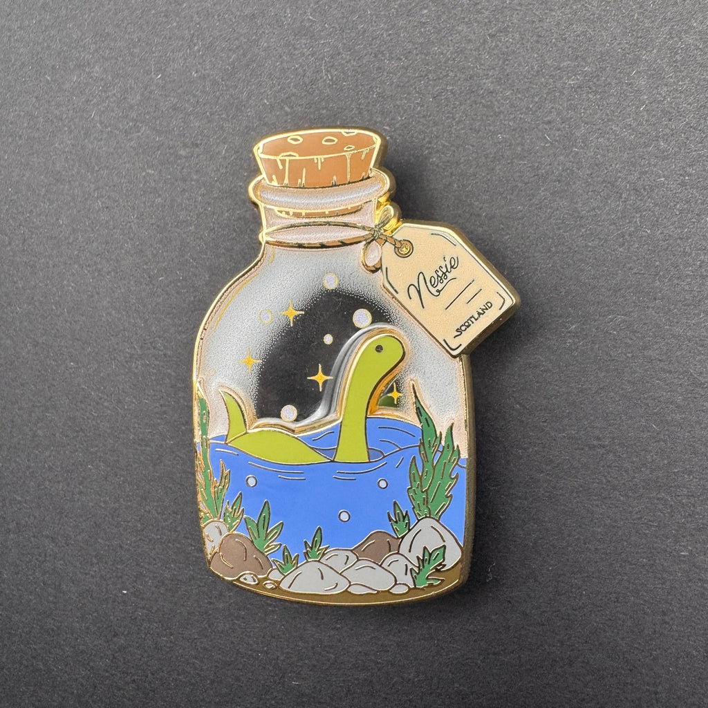 Nessie Lochness Monster Terrarium Enamel Pin - 2" (Cryptidrarium Series)