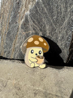Coffee Mushroom Enamel Pin – 1.5" (Sproutling Series)