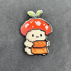 Pixel Mushroom Baker Enamel Pin – 1.5" (Sproutling Series)