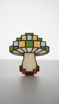 Pixel Mushroom Stained Glass Suncatcher