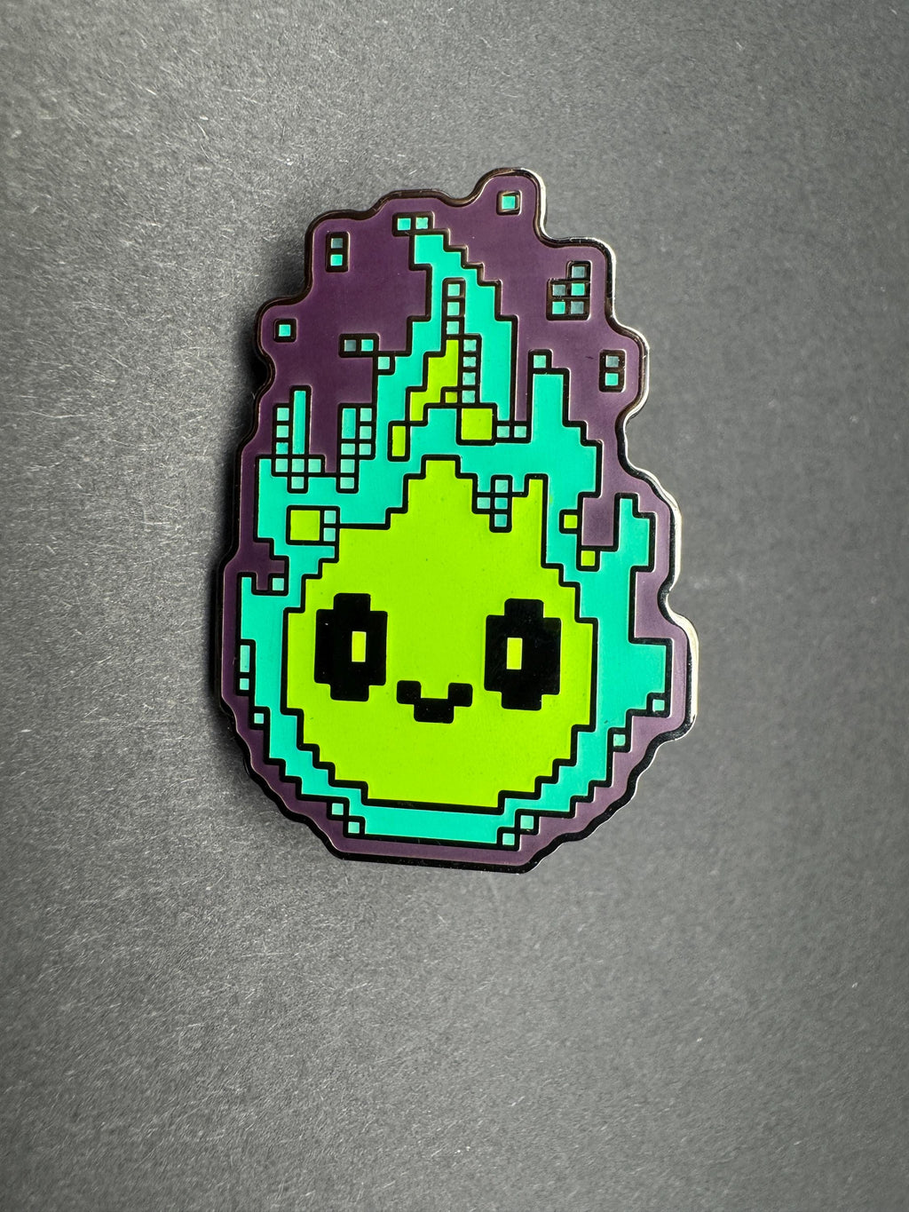Retro Flame Sprite Enamel Pin - 1..5" (Glows In The Dark)