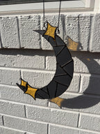 Crescent Moon Mirror Suncatcher – Stained Glass Celestial Window Hanging (8.5 Inch)