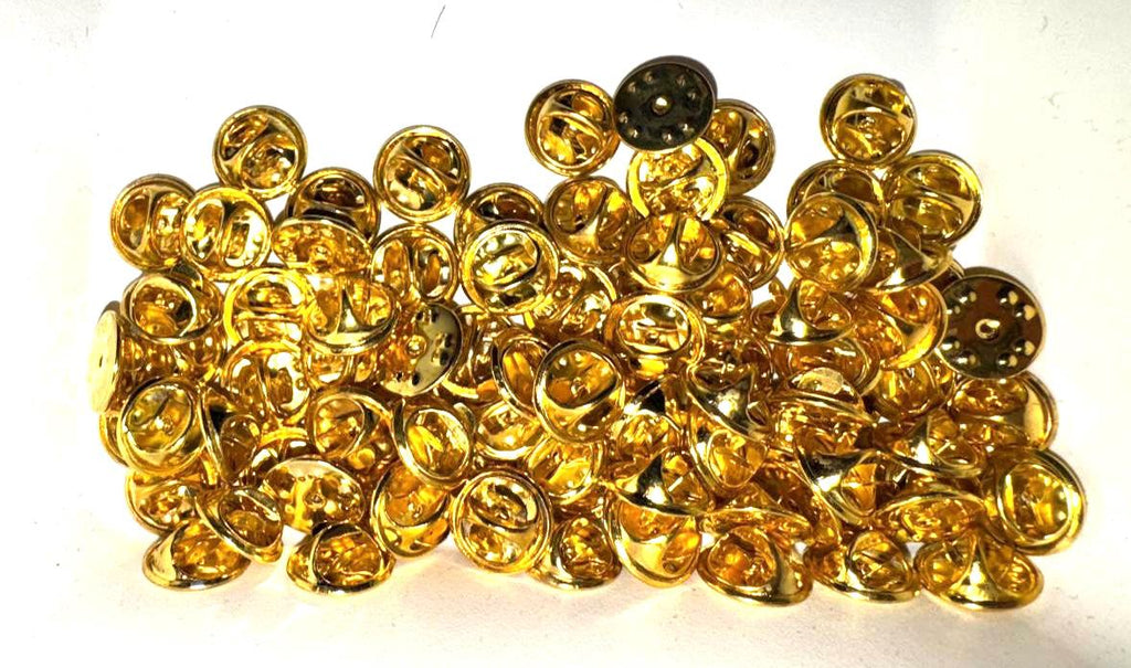 Gold Metal Enamel Pin Backs: Butterfly Clasp Replacement (Choose Quantity)