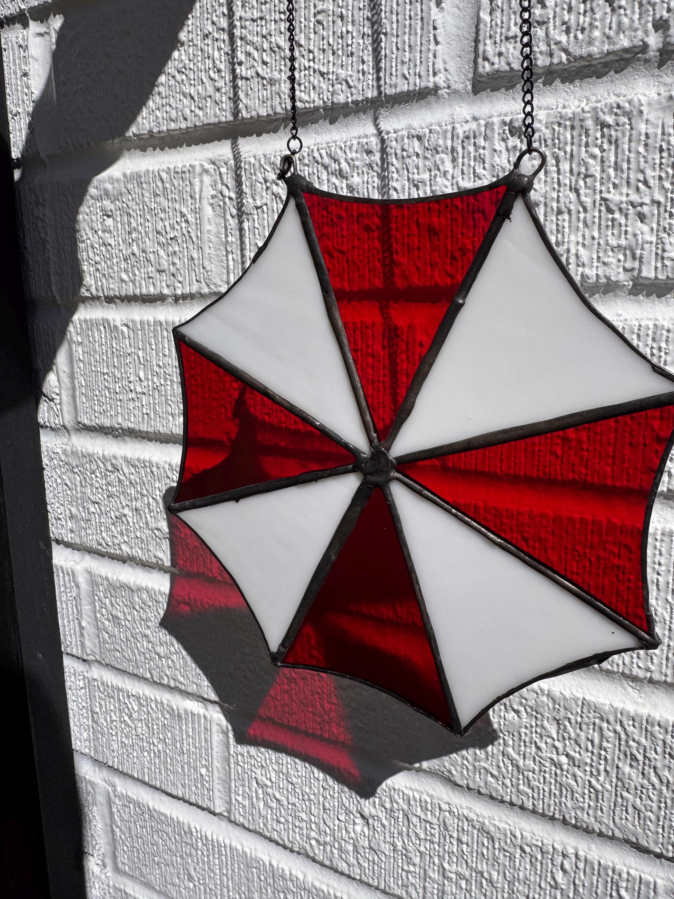 Resident Evil Umbrella Corp Handmade Stained Glass Suncatcher– (7 Inch)