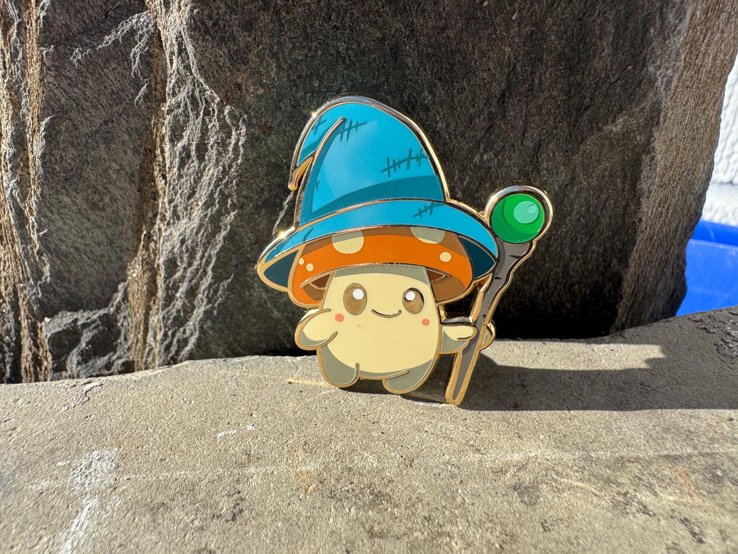 Sporelock the Wizard Mushroom Enamel Pin – 1.5" (Sproutling Series)