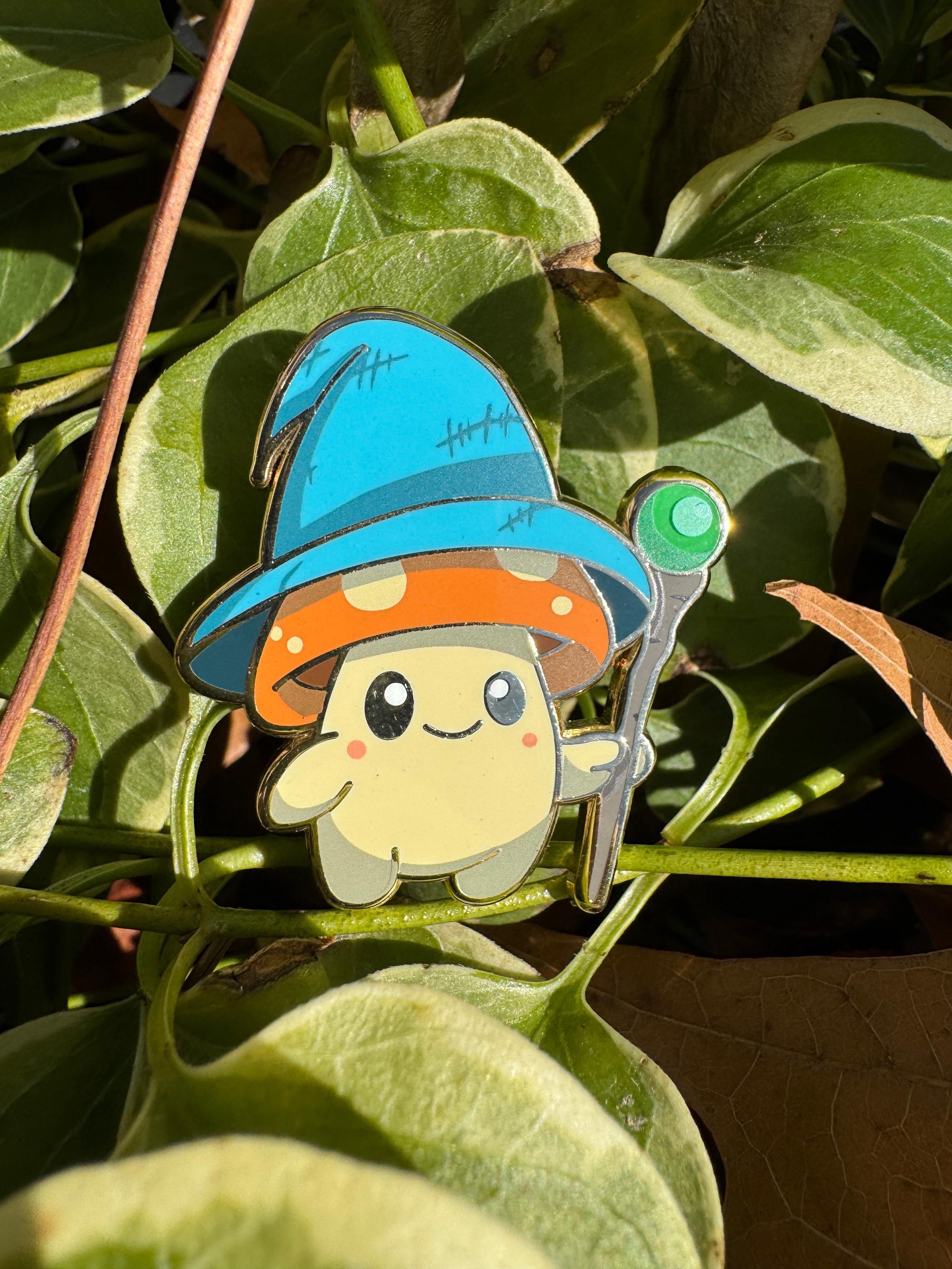 Sporelock the Wizard Mushroom Enamel Pin – 1.5" (Sproutling Series)