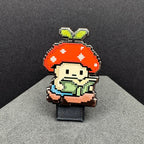 Reading Mushroom Enamel Pin – 1.5" (Sproutling Series)