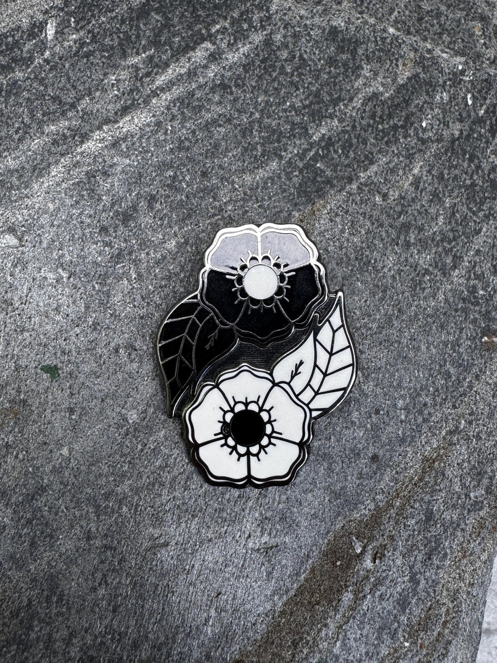 Yin Yang Flowers Enamel Pin - 1.25" (Final Run)