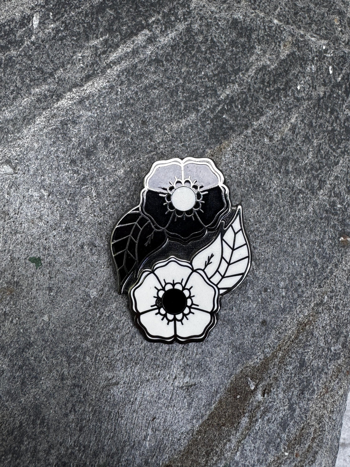 Yin Yang Flowers Enamel Pin - 1.25" (Final Run)