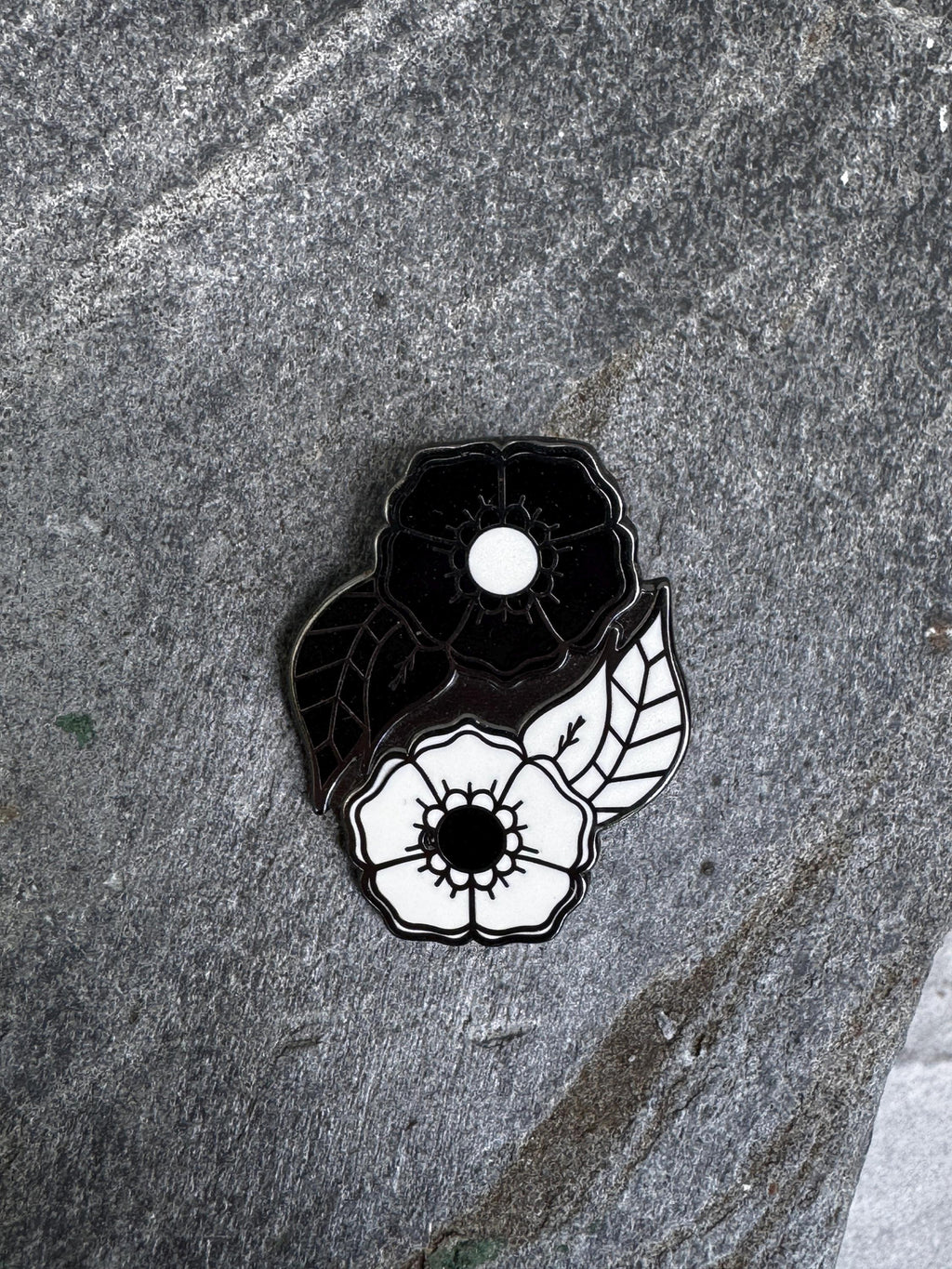Yin Yang Flowers Enamel Pin - 1.25" (Final Run)