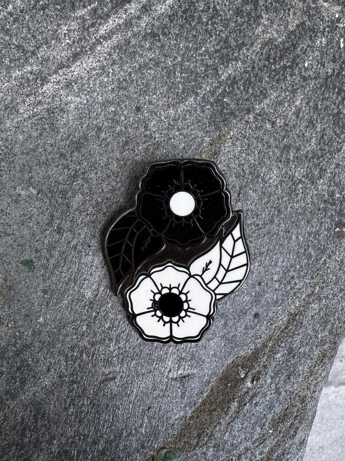Yin Yang Flowers Enamel Pin - 1.25" (Final Run)