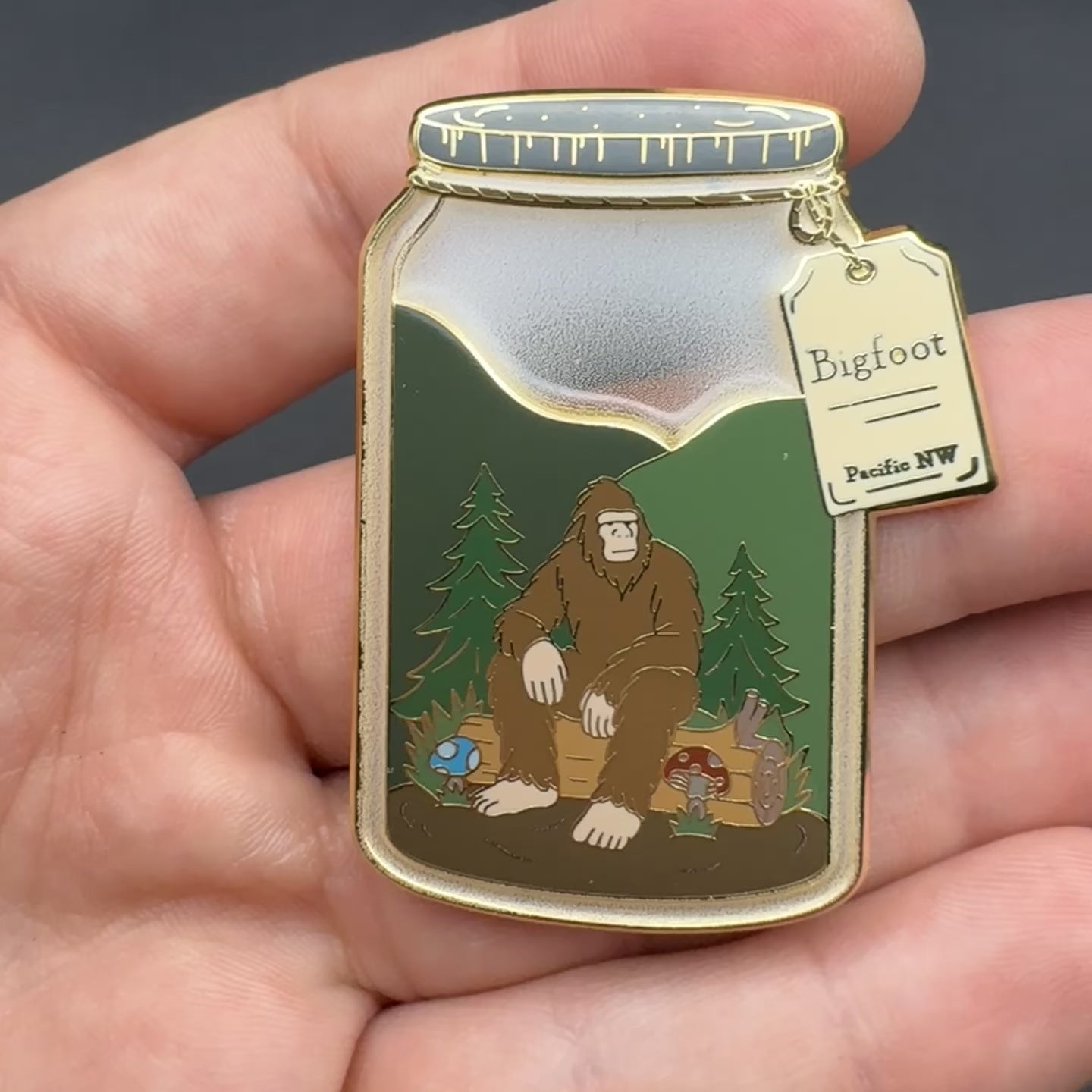 Bigfoot Sasquatch Terrarium Enamel Pin - 2" (Cryptidrarium Series)