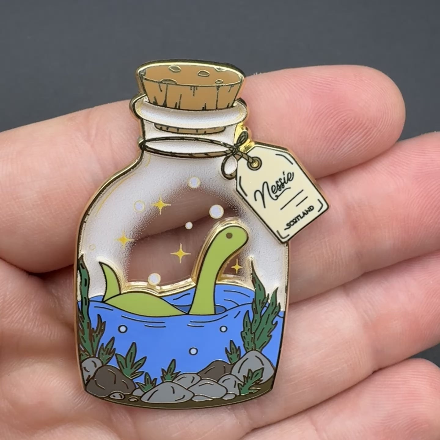 Nessie Lochness Monster Terrarium Enamel Pin - 2" (Cryptidrarium Series)